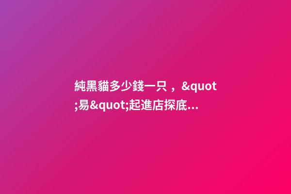 純黑貓多少錢一只，&quot;易&quot;起進店探底價